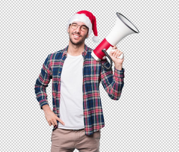 Conceptos de navidad - hombre joven gesticulando