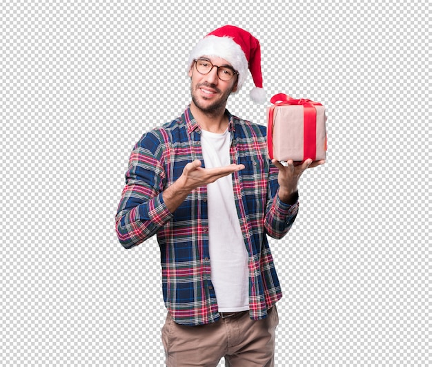 PSD conceptos de navidad - hombre joven gesticulando