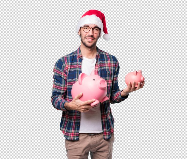 PSD conceptos de navidad - hombre joven gesticulando