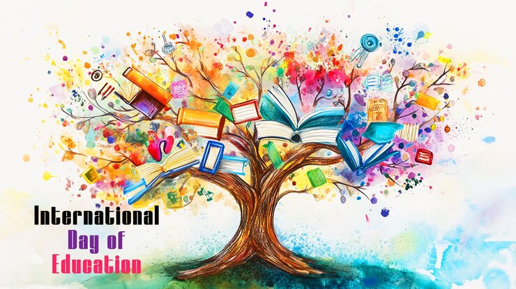 Conceptos de pancartas coloridas para el Día Internacional de la Educación