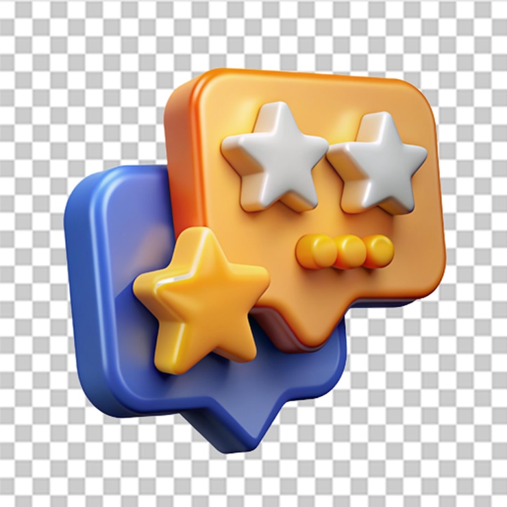 PSD conceptos de revisión de clientes en 3d reviews estrellas con buena y mala tasa encuesta de retroalimentación en línea o concepto de revisión vector de moda y moderno en estilo 3d