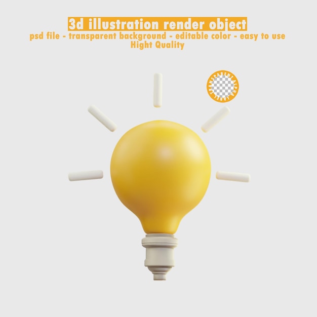 Concetto 3d dell'icona della lampada di brainstorming