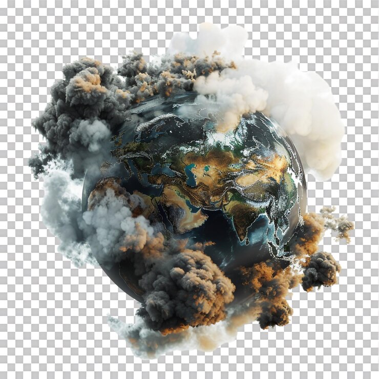 PSD concetto 3d di terra inquinata su sfondo trasparente
