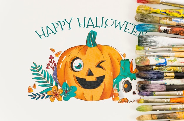 Concetto artistico di hallopween sullo strato di carta