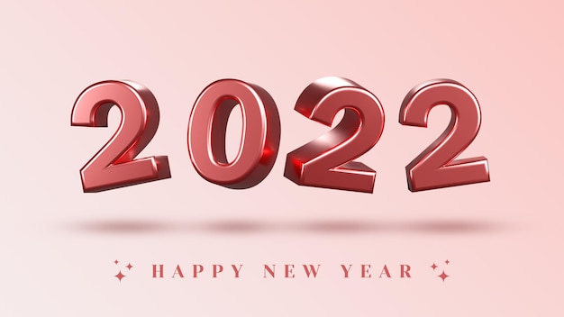 Concetto creativo Felice anno nuovo 2022 con scatole regalo palloncini e coriandoli 3D rendering illustrazioni