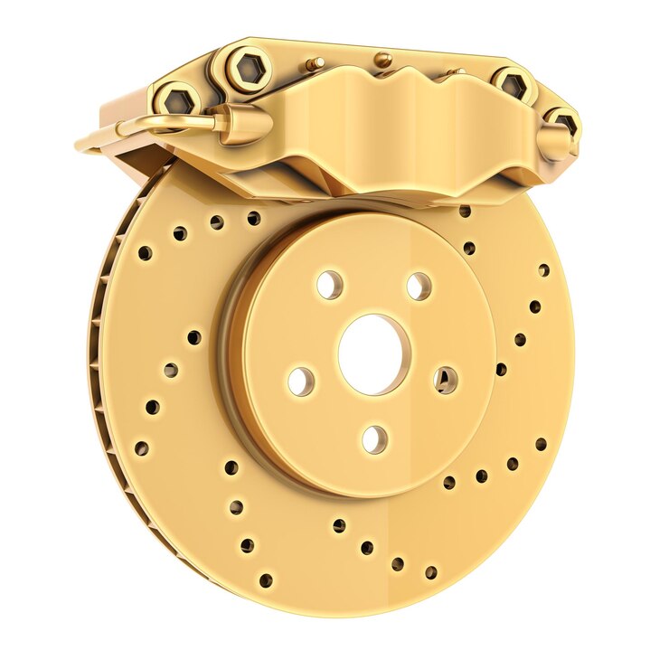 PSD concetto del premio golden car disc brake rendering 3d isolato su sfondo trasparente