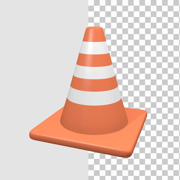 Concetto dell'icona del cono di traffico dell'oggetto 3d
