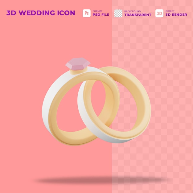 CONCETTO DELL'ICONA DELL'ANELLO DI NOZZE 3D