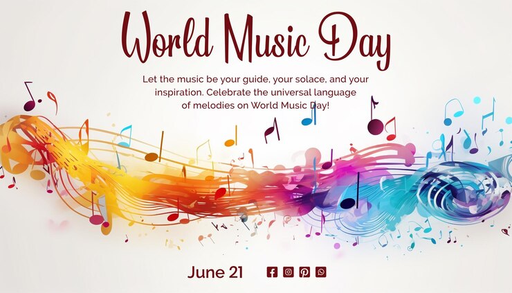 PSD concetto della giornata mondiale della musica composizione vibrante e dinamica di note musicali simbolo su sfondo bianco