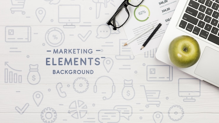 PSD concetto desktop vista dall'alto con mock-up