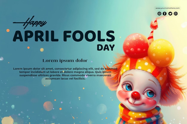 concetto di April Fools con uno sfondo di un bellissimo piccolo clown dei cartoni animati su un ponte