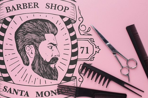 Concetto di barbiere mock-up