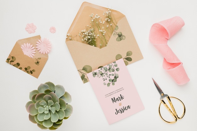 Concetto di bel matrimonio mock-up