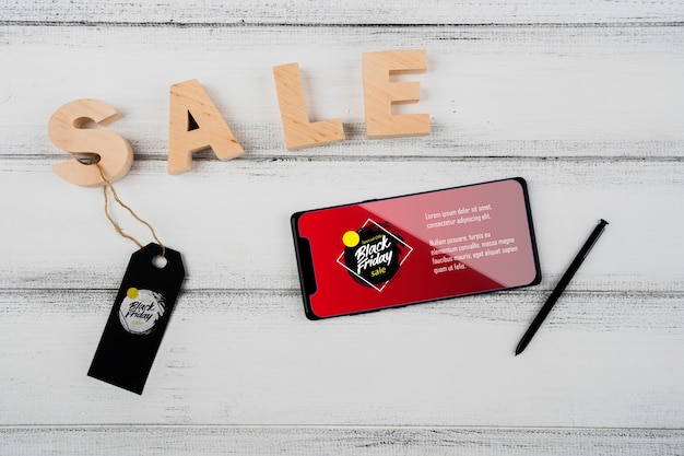 Concetto di Black Friday con smartphone mock-up