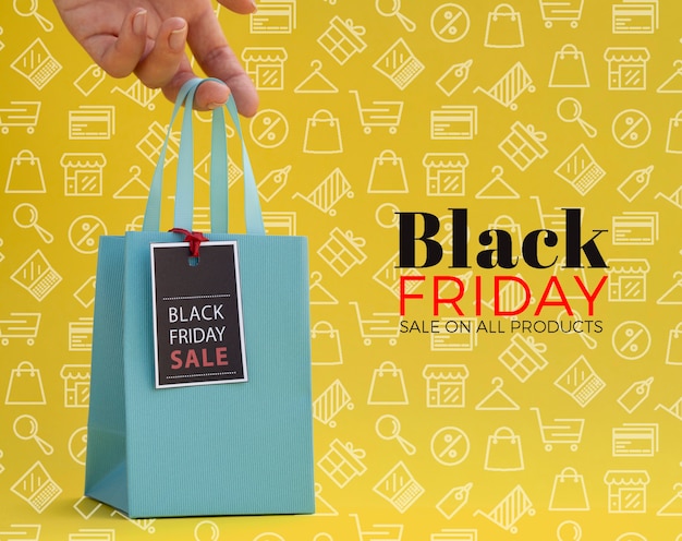 Concetto di Black Friday su fondo giallo