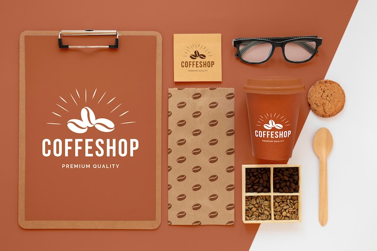 PSD concetto di branding del caffè sopra la vista