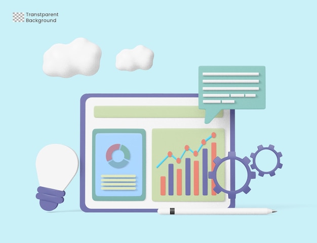 Concetto di business intelligence, illustrazione del rendering 3d.