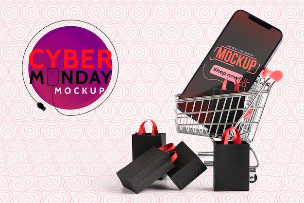 Concetto di cyber lunedì con mock-up