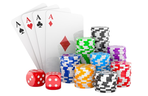 Concetto di gioco d'azzardo e intrattenimento rendering 3D isolato su sfondo trasparente