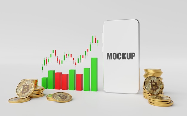 Concetto di investimento con mockup di smartphone in rendering 3d