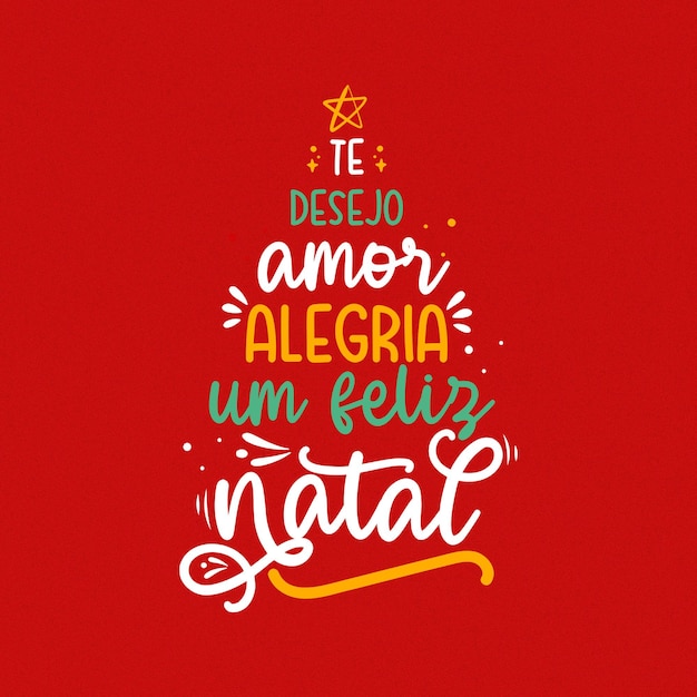 Concetto di lettere di Buon Natale sullo sfondo rosso