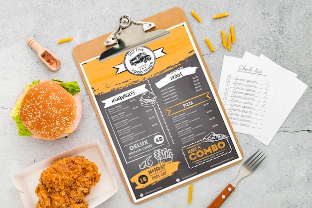 Concetto di menu del ristorante mock-up