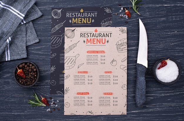 Concetto di menu del ristorante mock-up