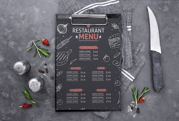 Concetto di menu del ristorante mock-up