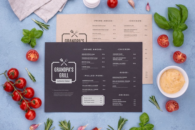 Concetto di menu del ristorante mock-up