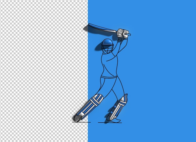 Concetto di rendering 3D di Batsman che gioca a Cricket 3D Illustration Design