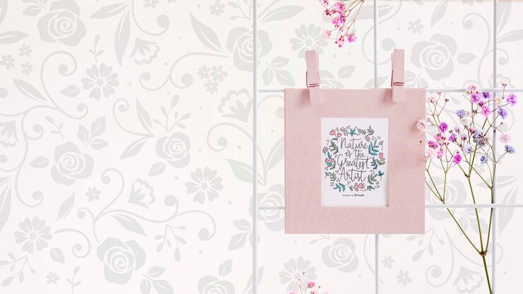 PSD concetto di san valentino con la struttura e i fiori
