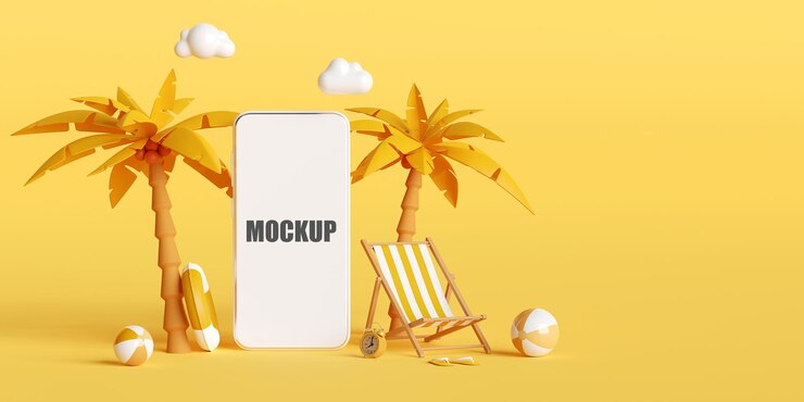 Concetto di vacanza estiva con mockup di smartphone