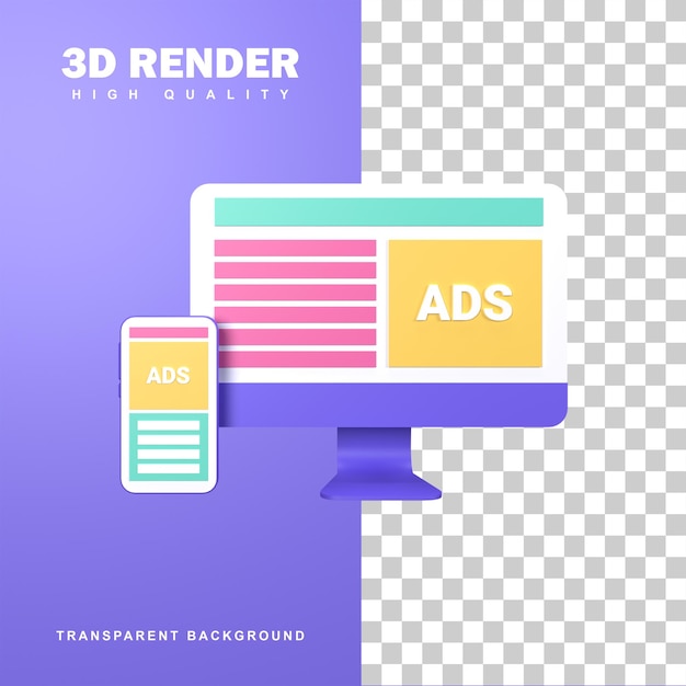 Concetto pubblicitario di rendering 3D per promuovere i prodotti.
