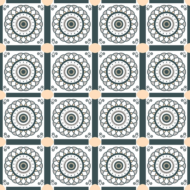 PSD concevez des motifs de céramique abstraits avec des formes de fleurs géométriques modernes qui sont minimalistes et simples