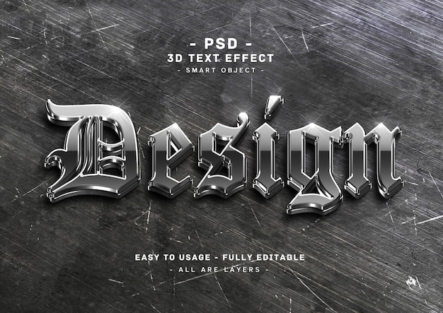 PSD concevoir un effet de style de texte noir 3d