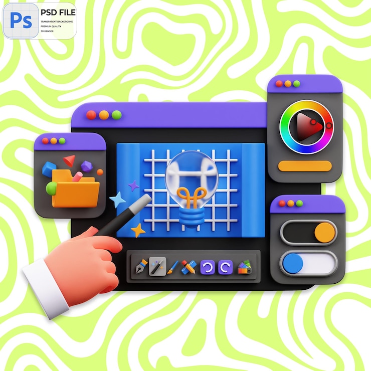 PSD concevoir une illustration 3d render icon isolé png