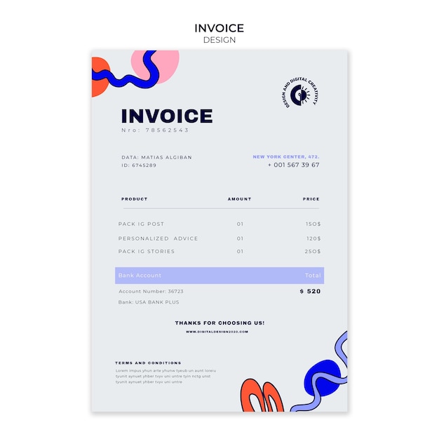 PSD concevoir un modèle de facture commerciale