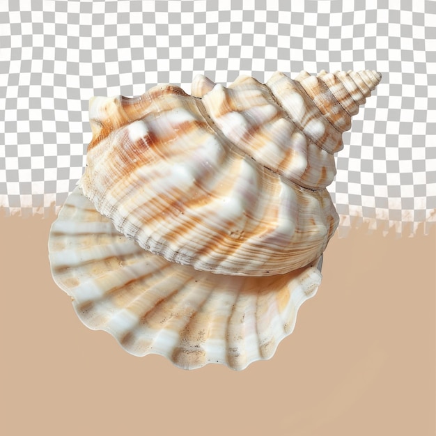 Una concha con una concha en un fondo blanco