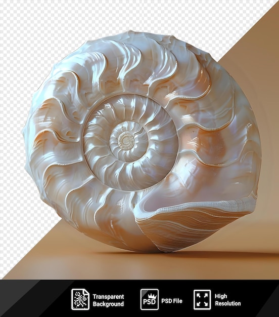 PSD la concha en espiral de fondo transparente en una mesa png psd