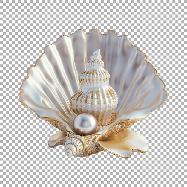 Concha de mar en fondo transparente generado por Ai