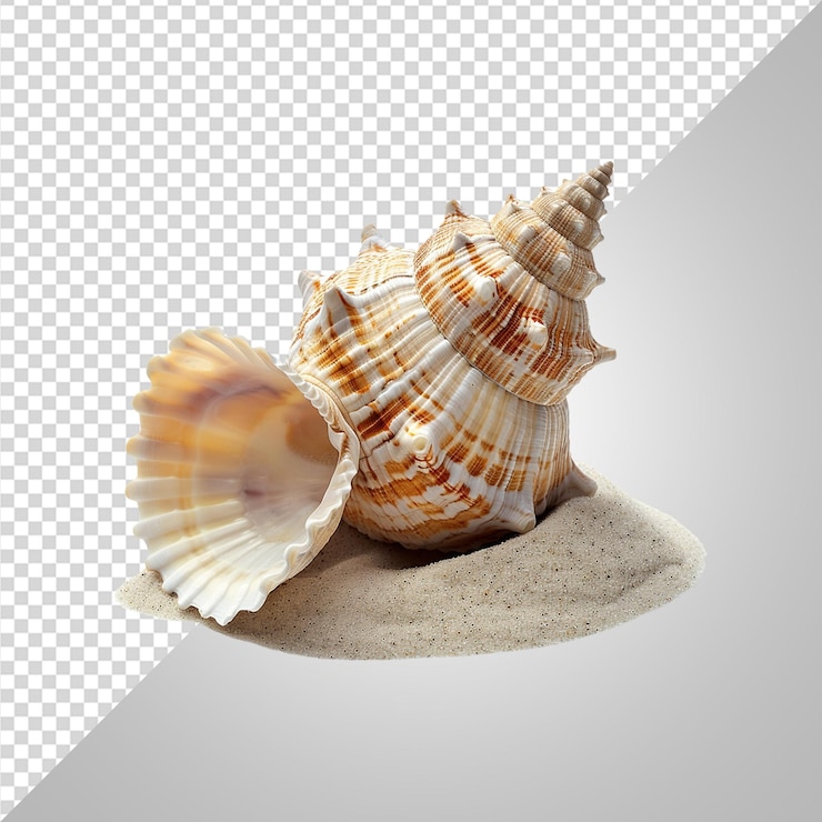 PSD concha de mar en un montón de arena png