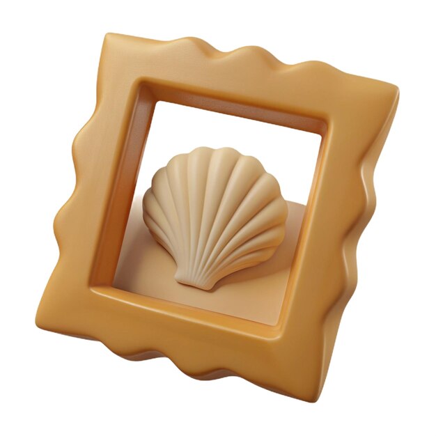 una concha con un marco de madera que dice concha de mar en él