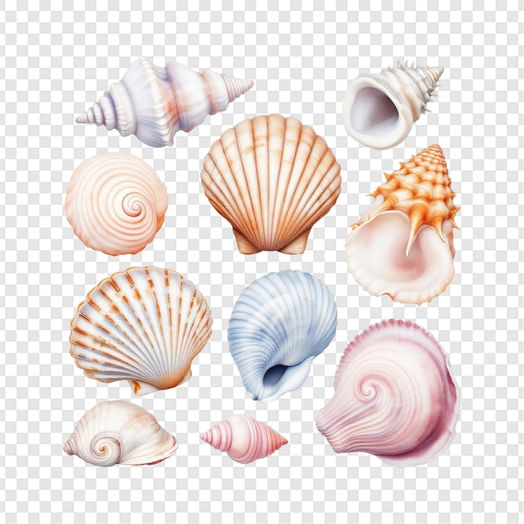 PSD conchiglie isolate su sfondo trasparente