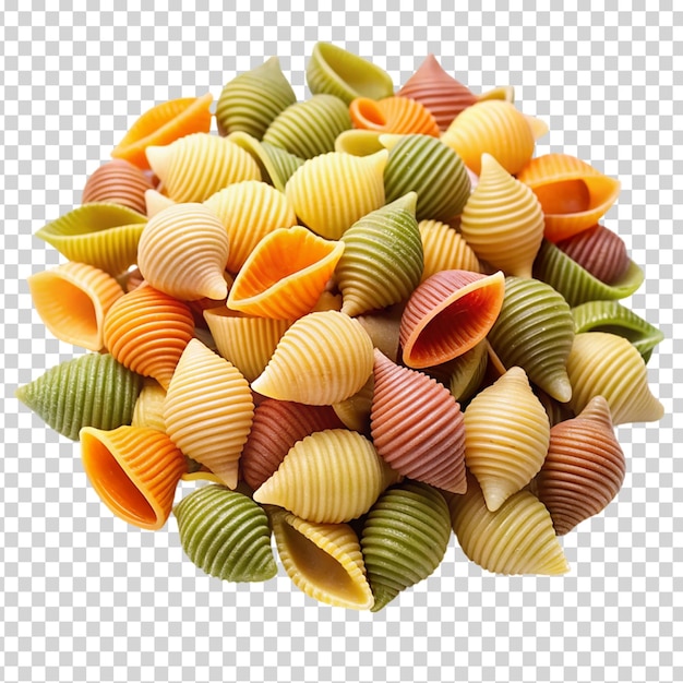 PSD conchiglioni de pasta coloridos isolados em fundo transparente