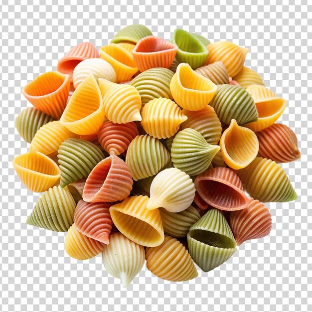 PSD conchiglioni de pasta coloridos isolados em fundo transparente