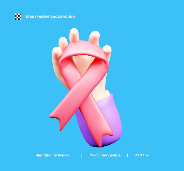 Concienciación sobre el cáncer de mama Ilustración en 3D