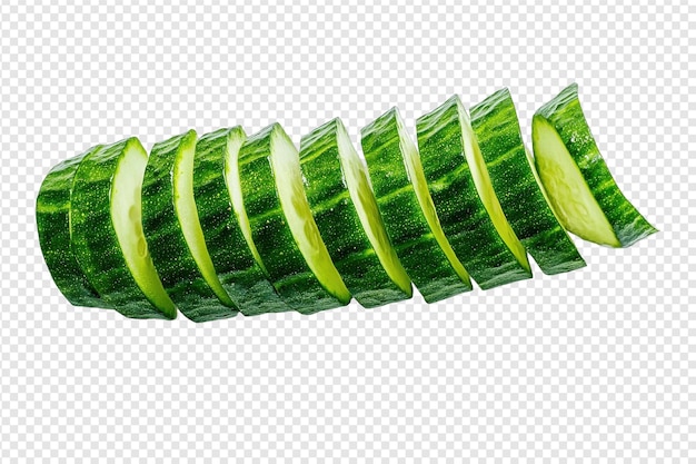 Concombre fraîchement tranchée avec fond isolé avec isolé sur fond transparent