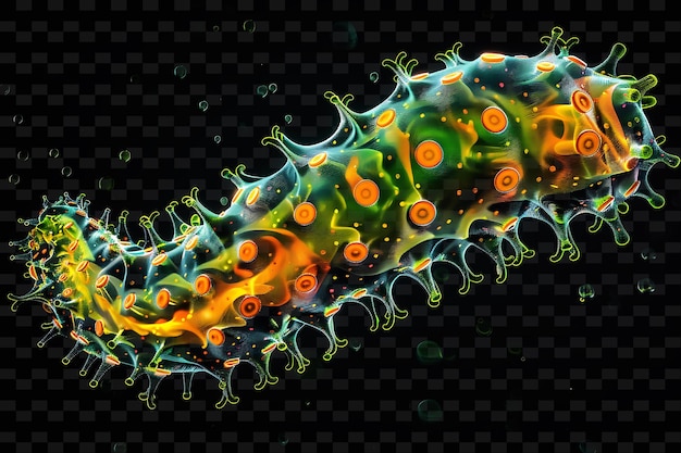 PSD le concombre de mer profond avec des distributions de boue et de gel de mer profonde créatures de mer collections de couleurs au néon