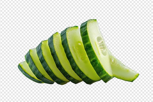 Concombre tranchée croustillante pour salades rafraîchissantes avec fond isolé avec isolé sur fond transparent