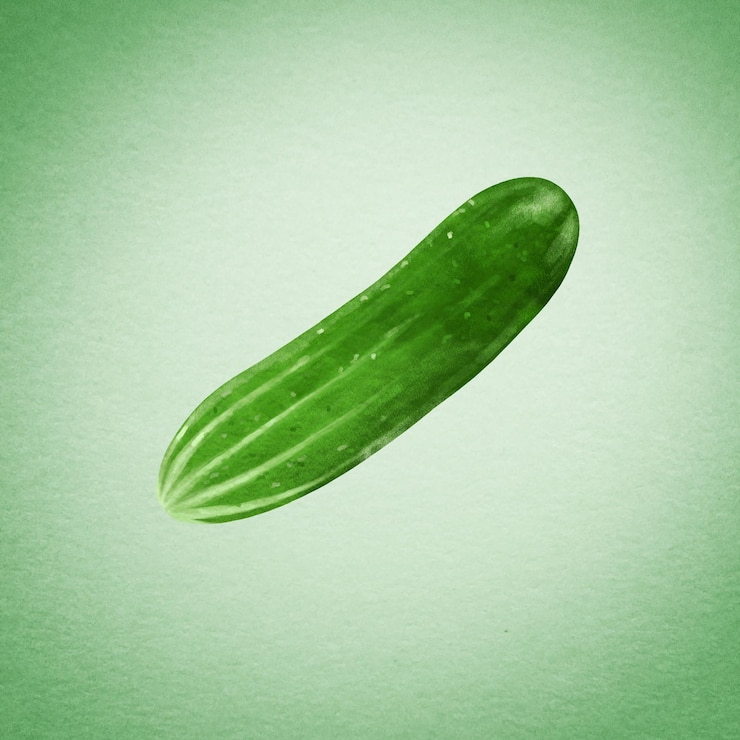 PSD un concombre vert flotte sur un fond vert